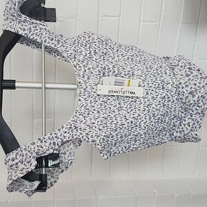 Smocked Floral Ruffle Tank Top, Medium